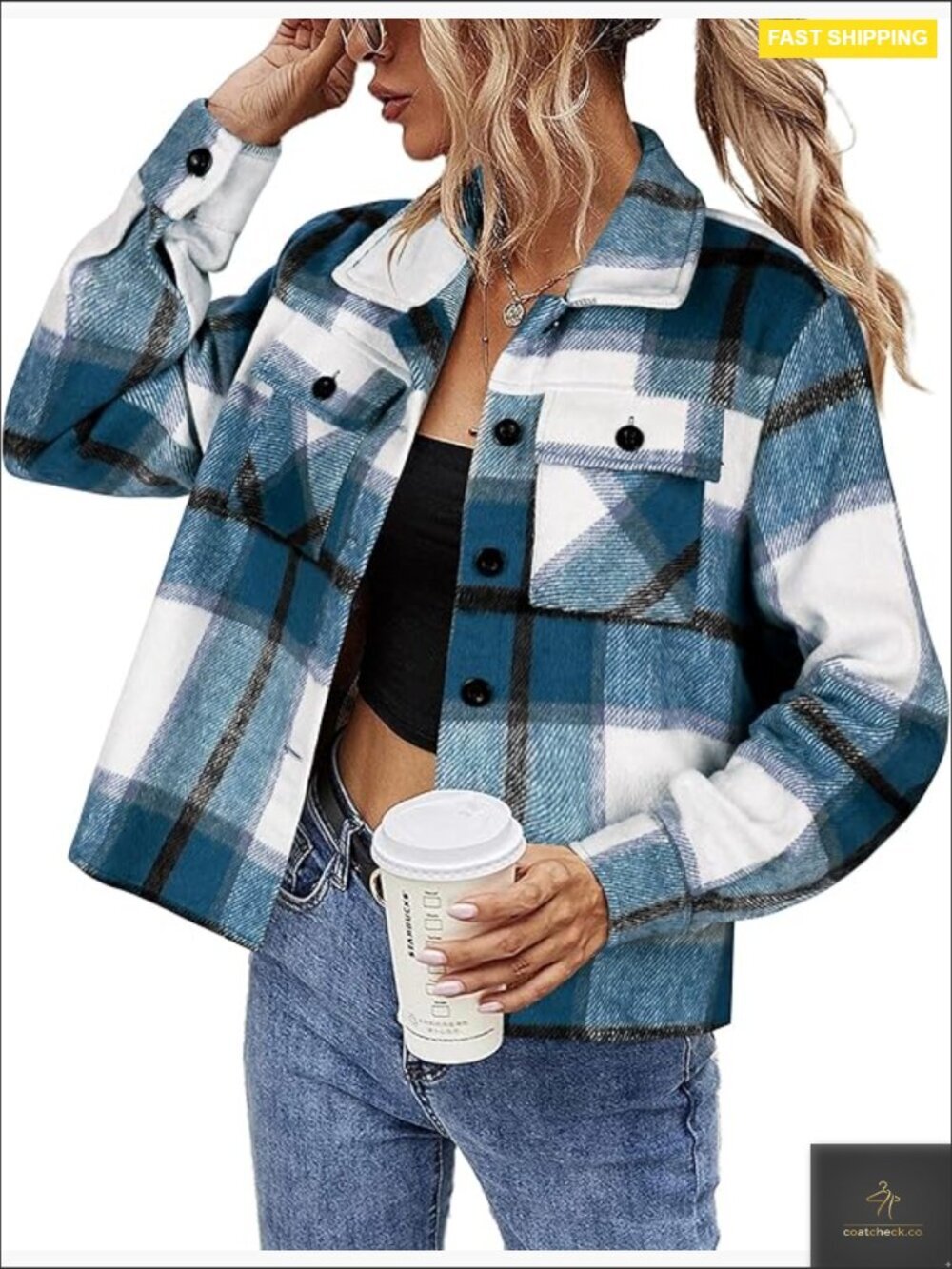 Cropped Plaid Shacket Jacket Button Down Long Sleeve Fall Fashion Trendy Outfits